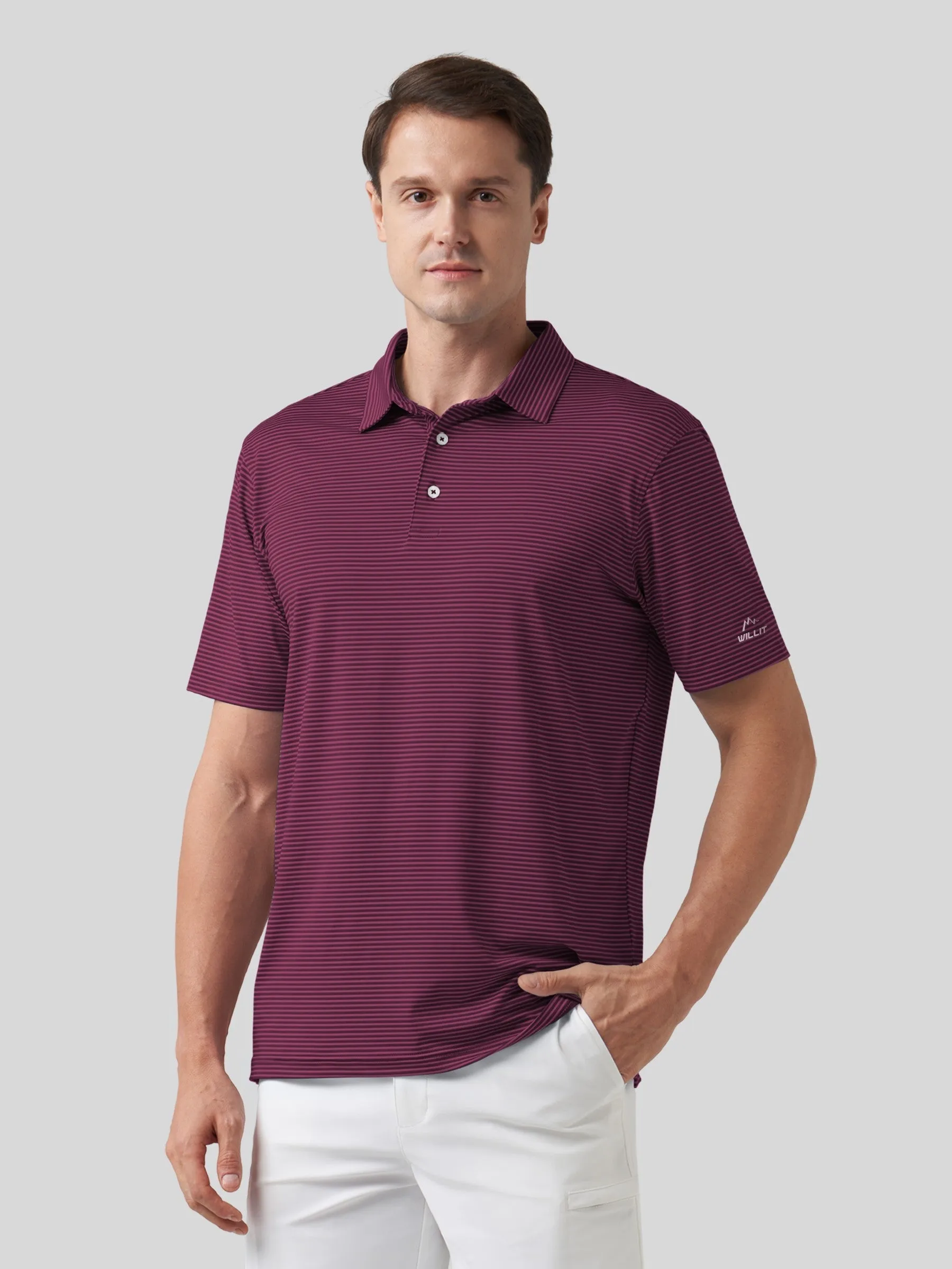 Men's Casual Striped Golf Polo Shirts