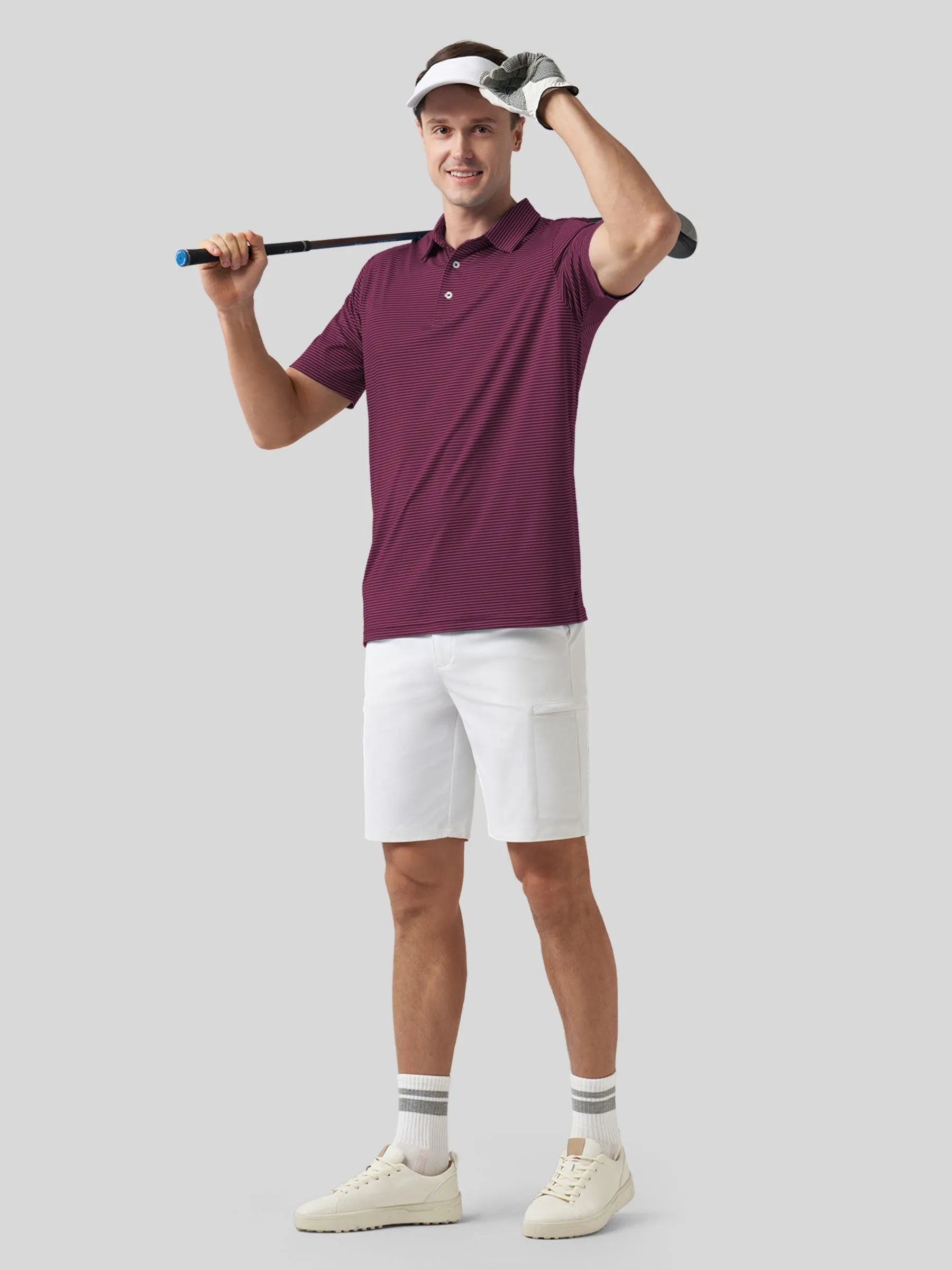 Men's Casual Striped Golf Polo Shirts