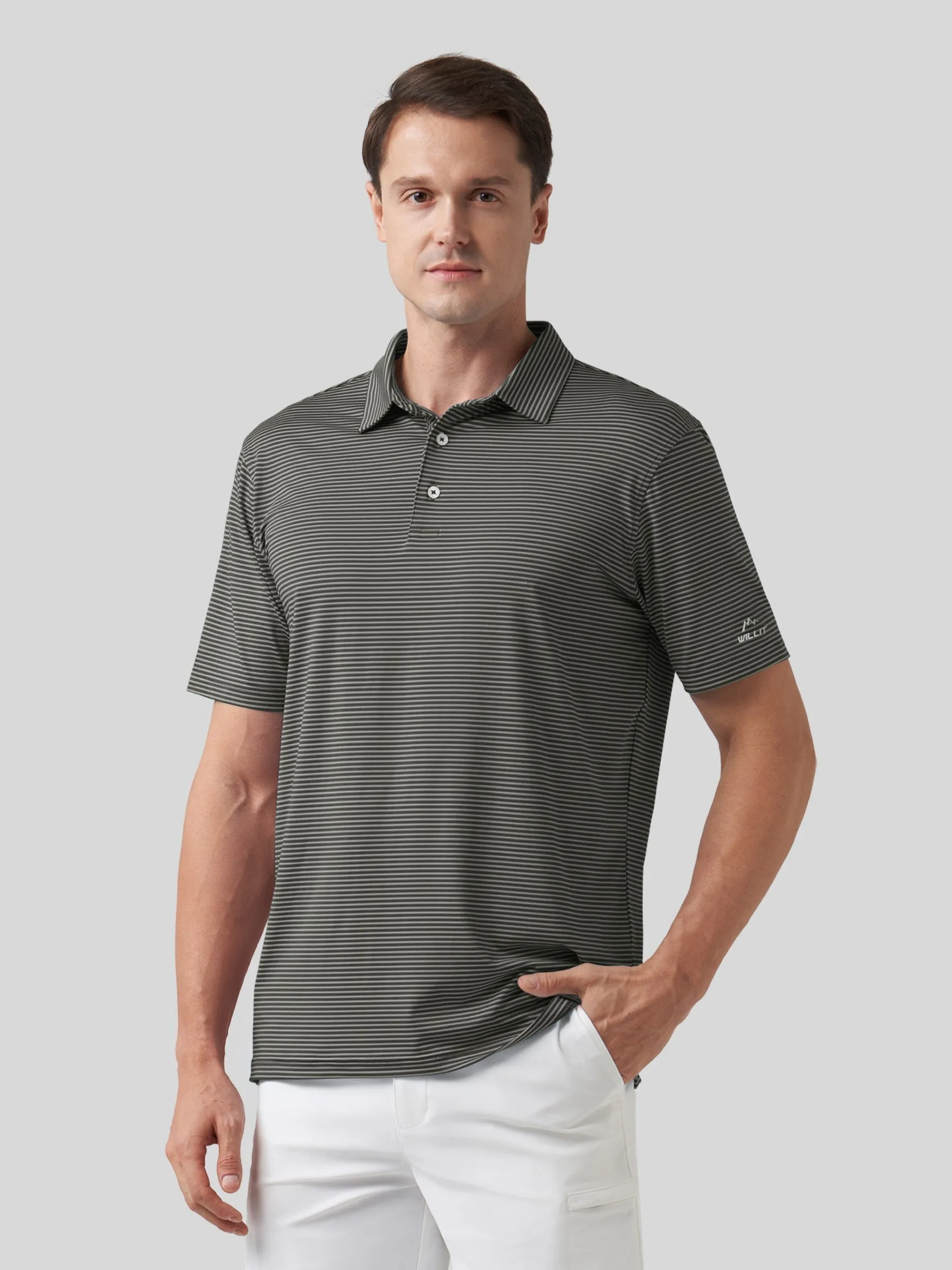 Men's Casual Striped Golf Polo Shirts