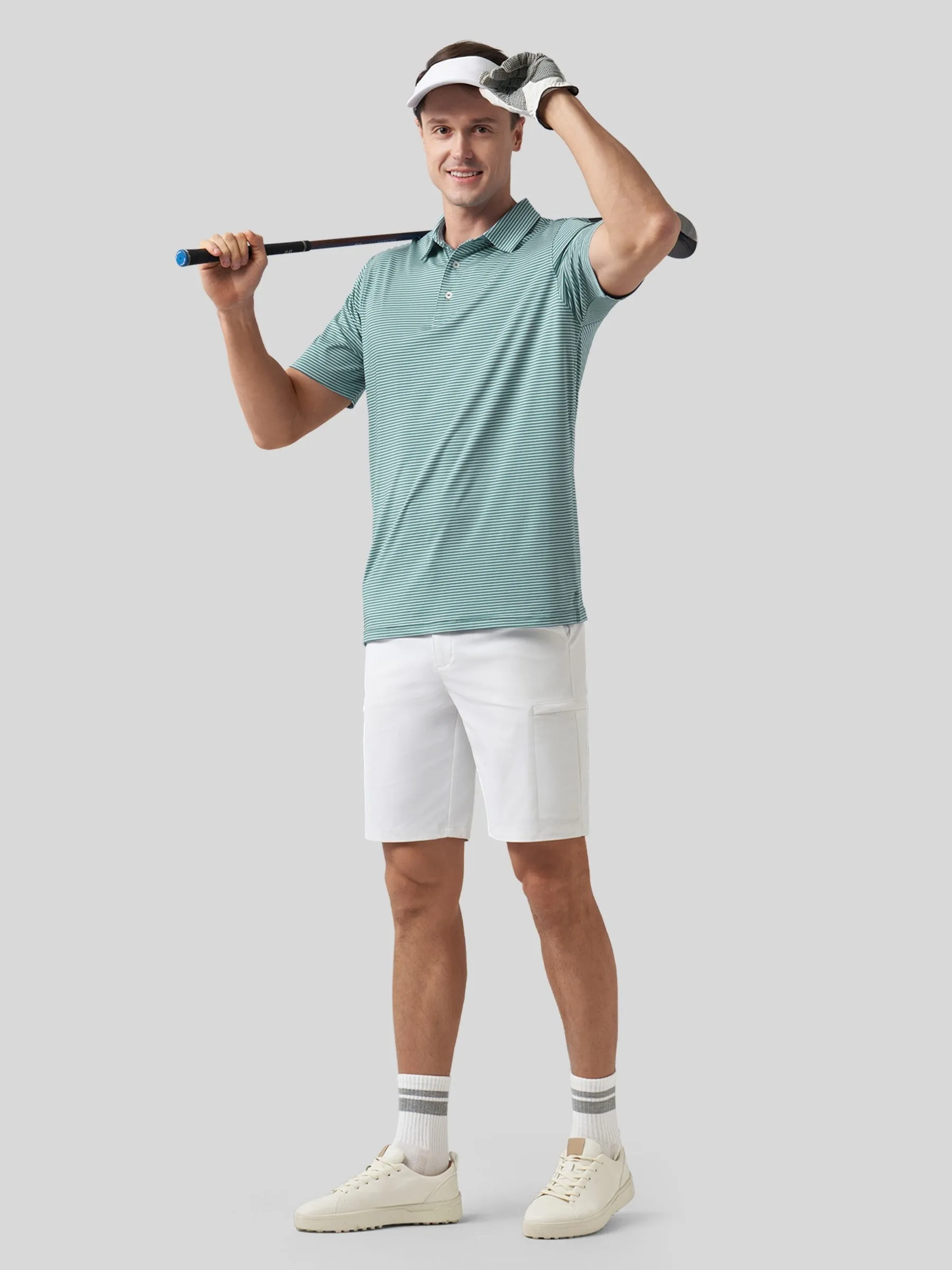 Men's Casual Striped Golf Polo Shirts