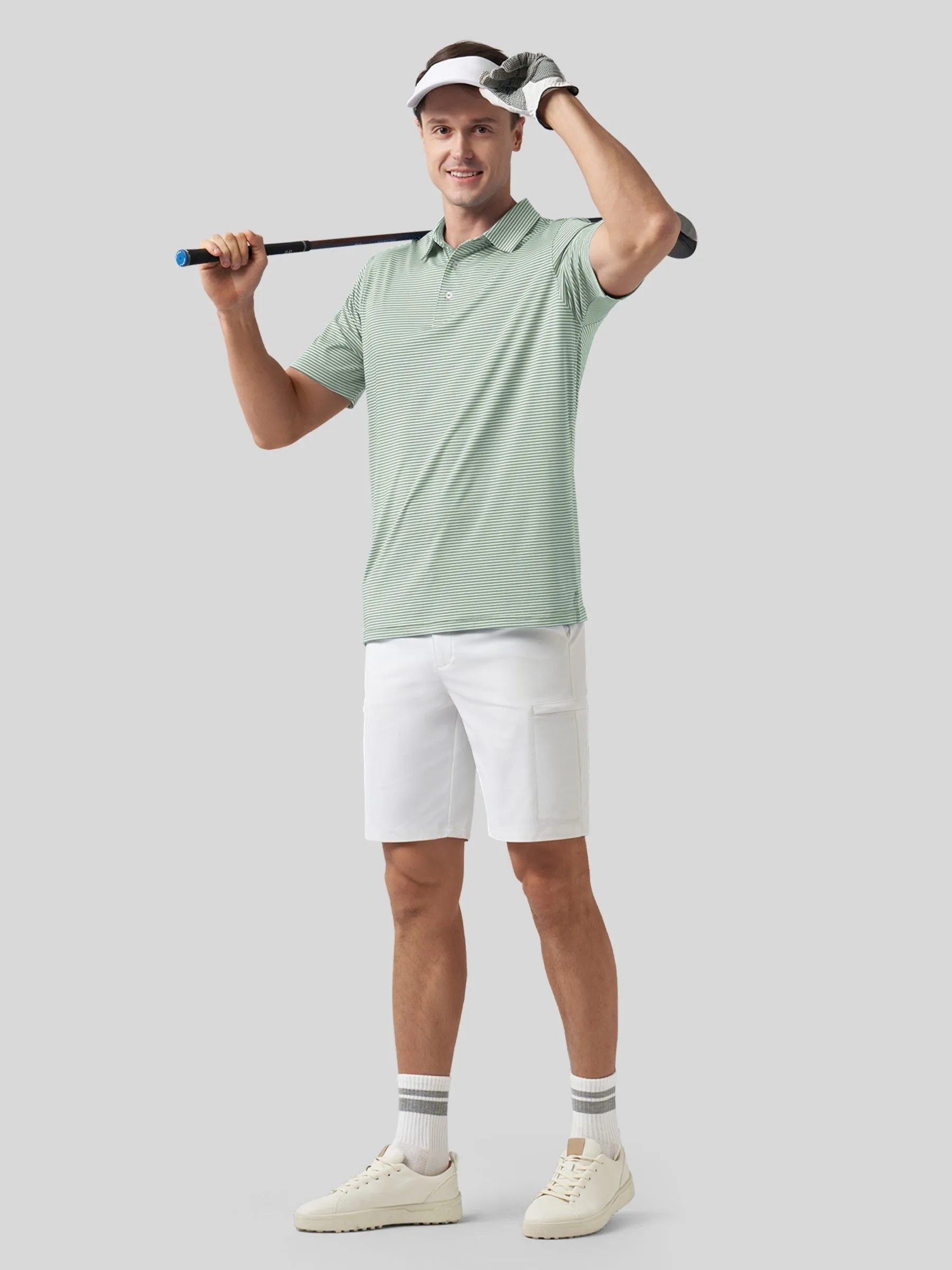 Men's Casual Striped Golf Polo Shirts