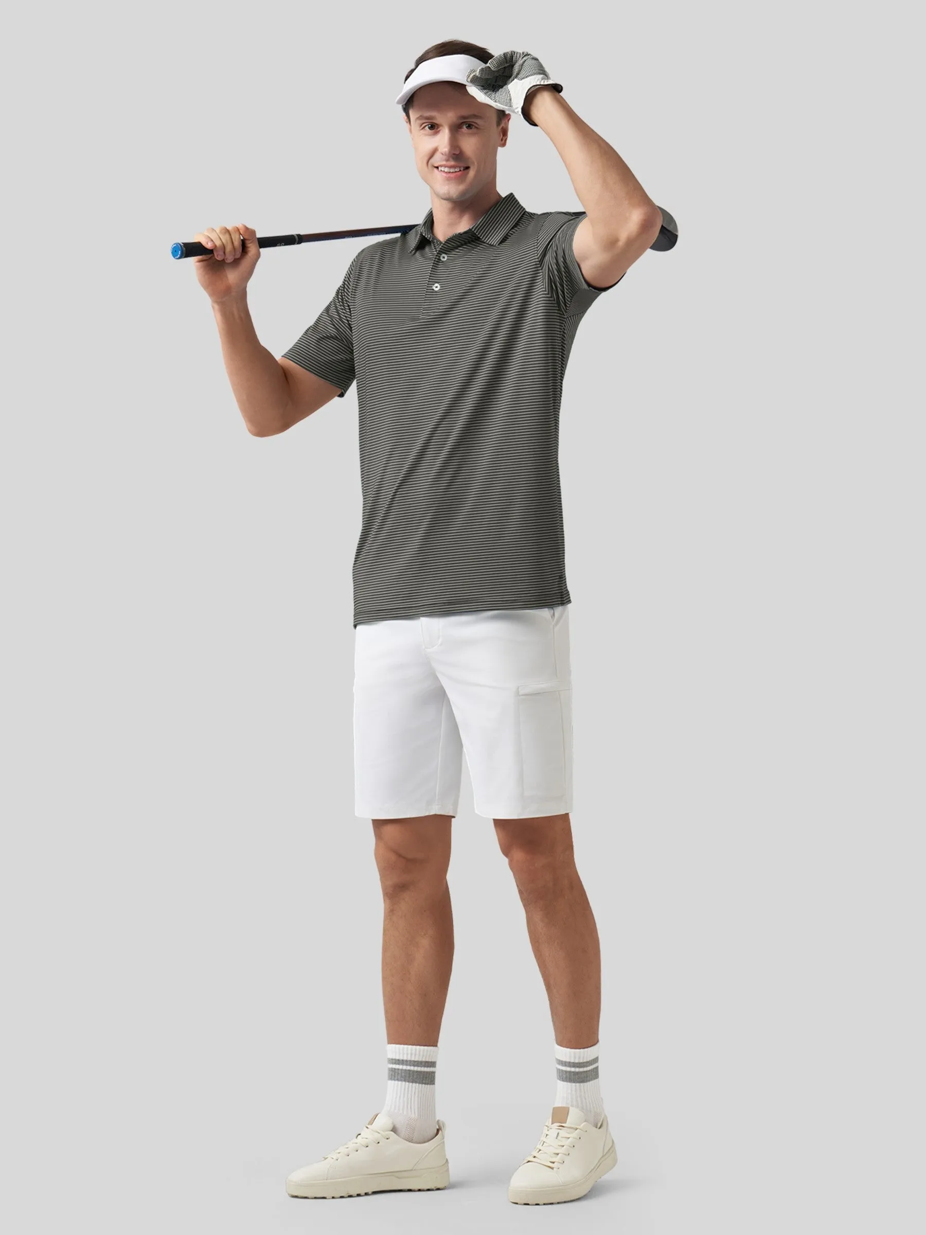 Men's Casual Striped Golf Polo Shirts