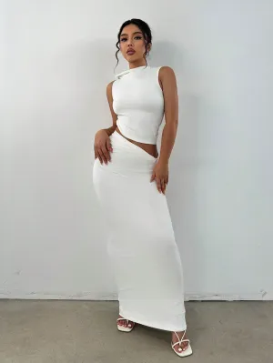MOOSTA Mock Neck Crop Tank Top & Pencil Skirt