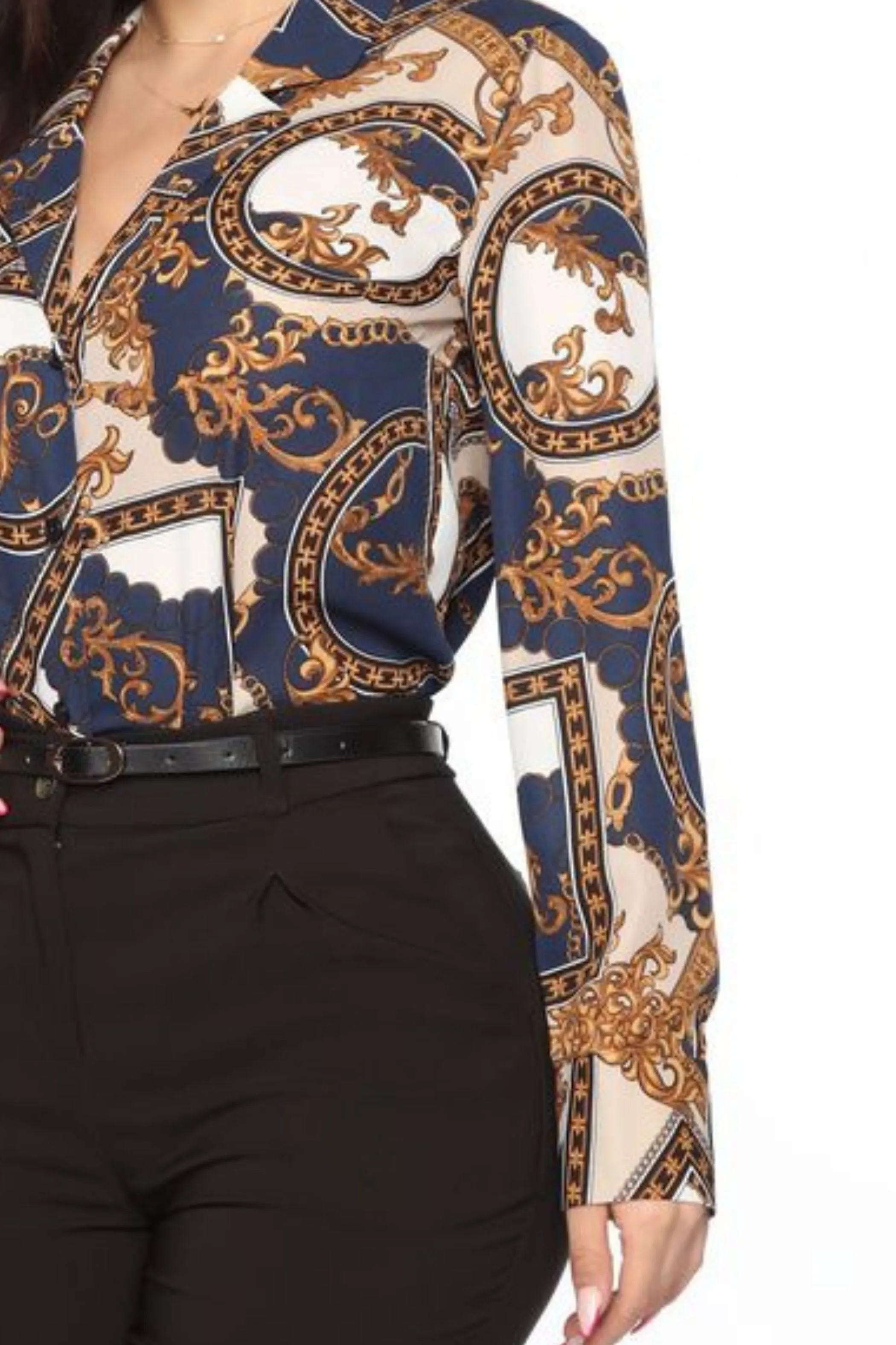 NAVY SATIN SHIRT