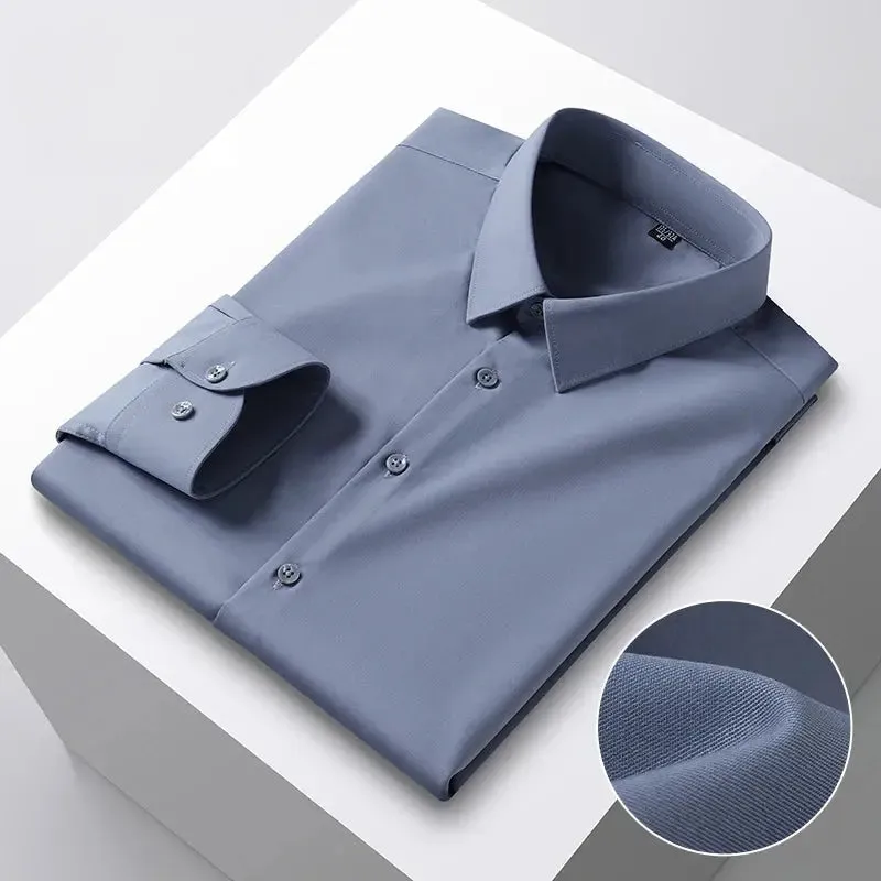 New in shirt hight qulity silk solid color long-sleeve shirts for men
