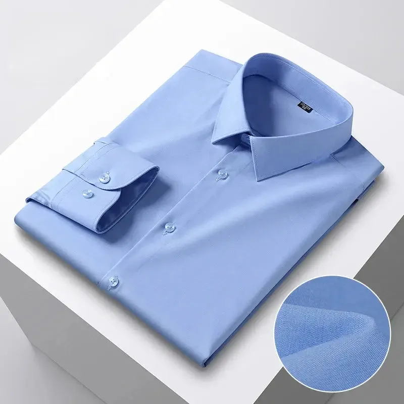 New in shirt hight qulity silk solid color long-sleeve shirts for men