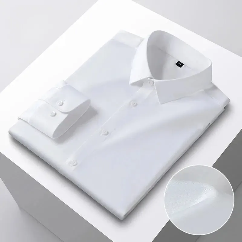 New in shirt hight qulity silk solid color long-sleeve shirts for men