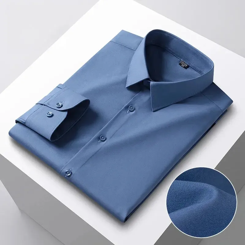 New in shirt hight qulity silk solid color long-sleeve shirts for men