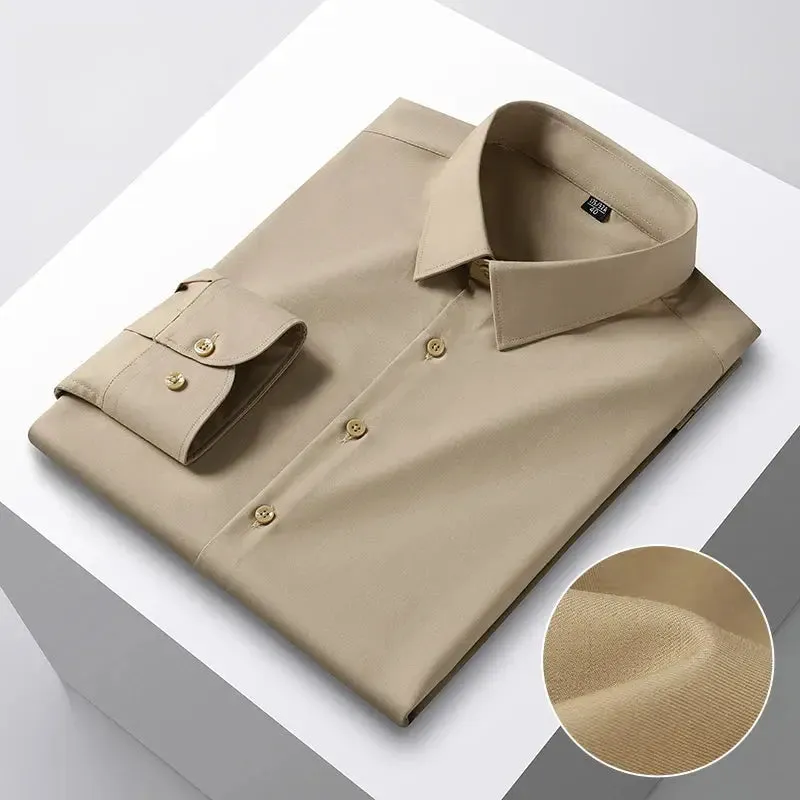 New in shirt hight qulity silk solid color long-sleeve shirts for men