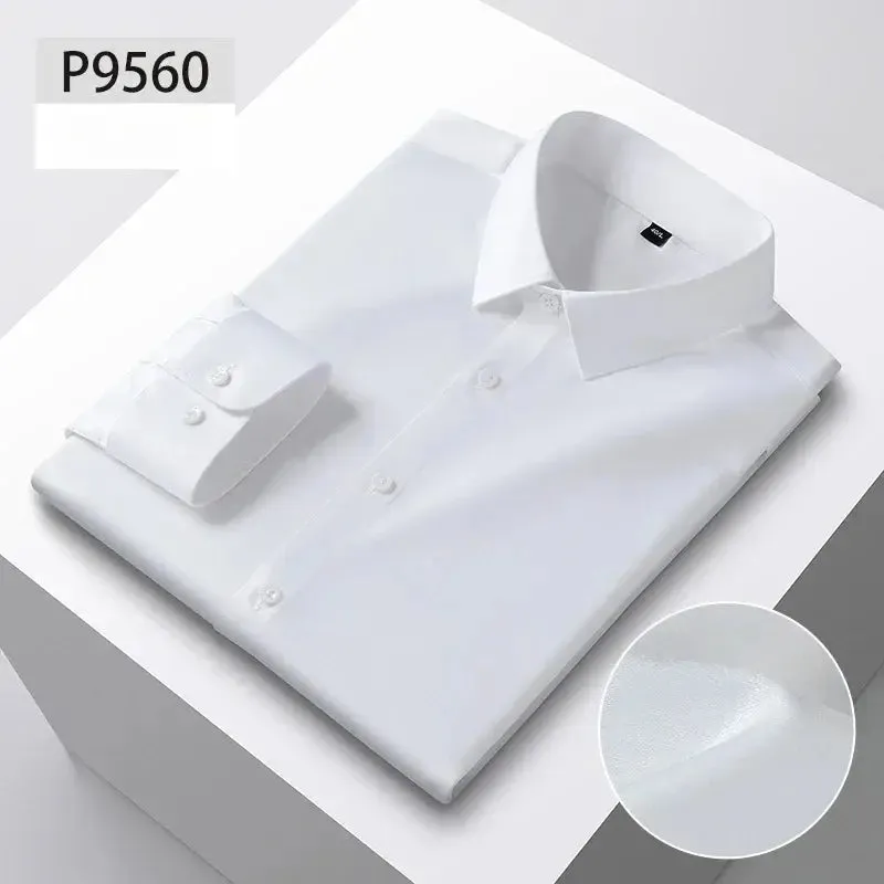 New in shirt hight qulity silk solid color long-sleeve shirts for men