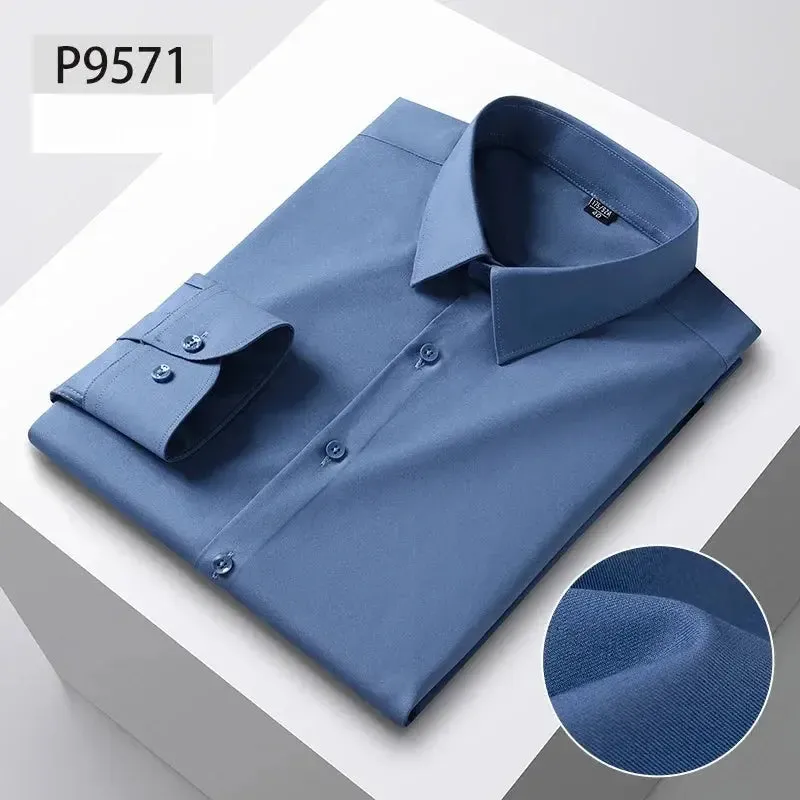 New in shirt hight qulity silk solid color long-sleeve shirts for men