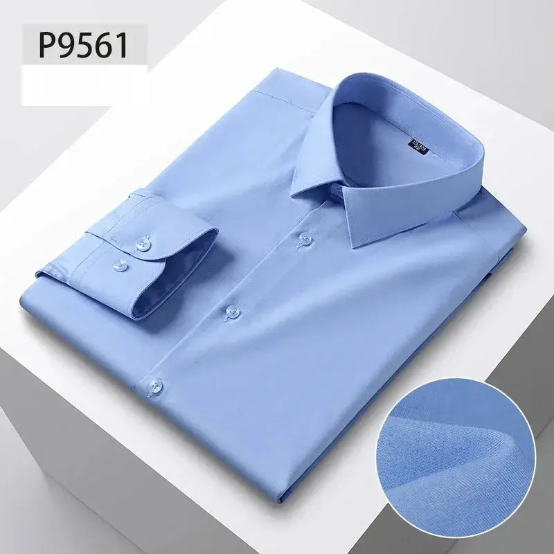 New in shirt hight qulity silk solid color long-sleeve shirts for men
