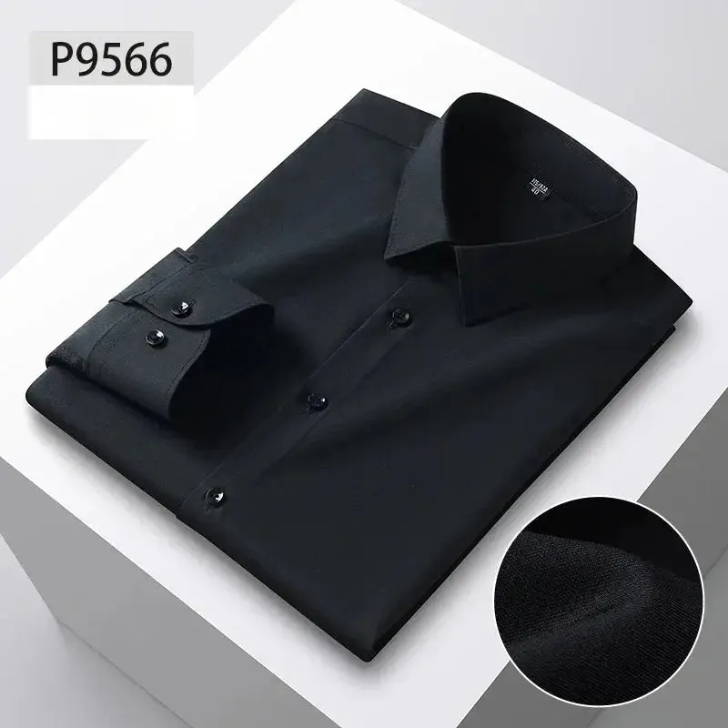 New in shirt hight qulity silk solid color long-sleeve shirts for men