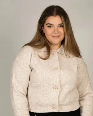 Olivia Cardigan Collar Buttons Pockets | Beige
