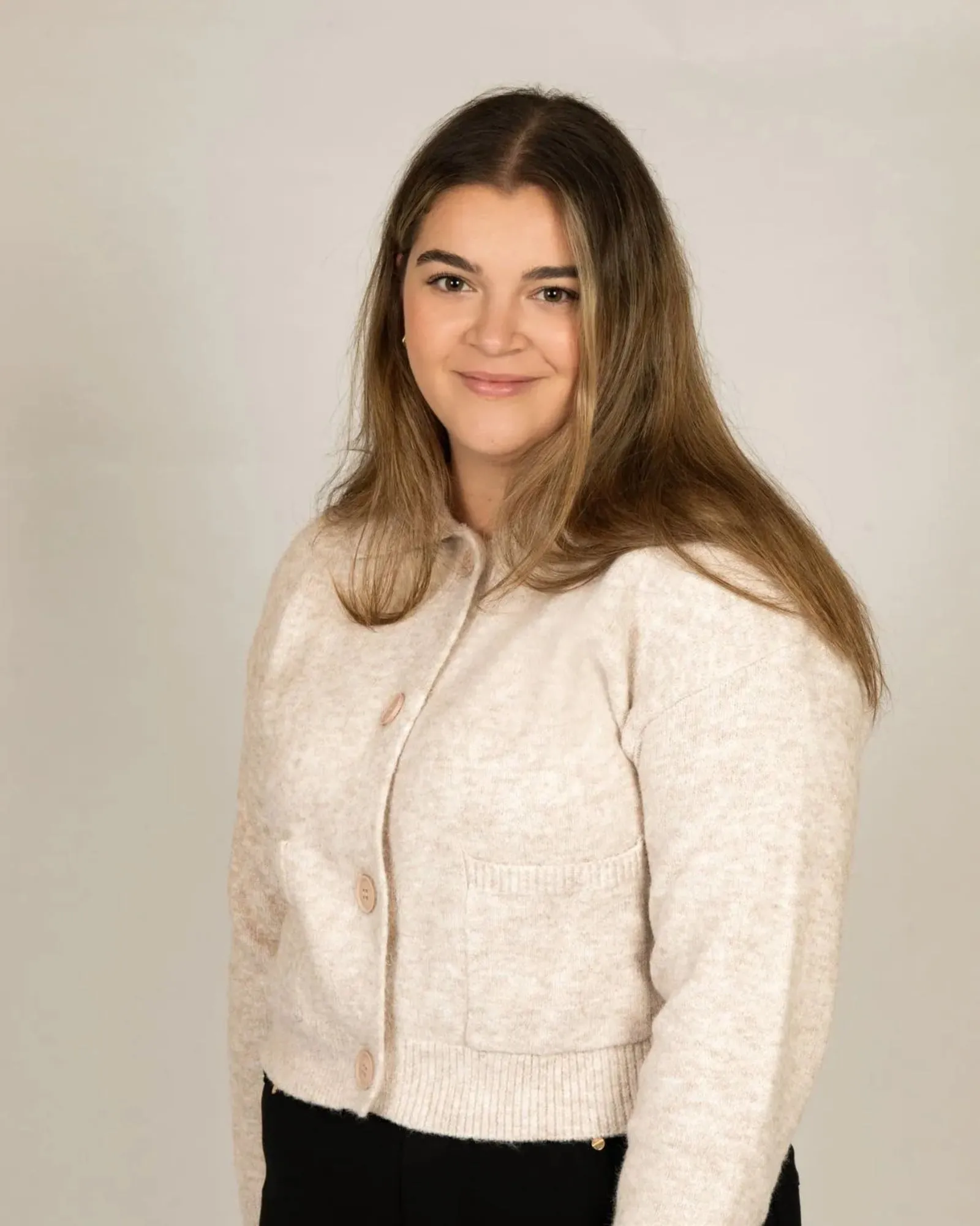 Olivia Cardigan Collar Buttons Pockets | Beige