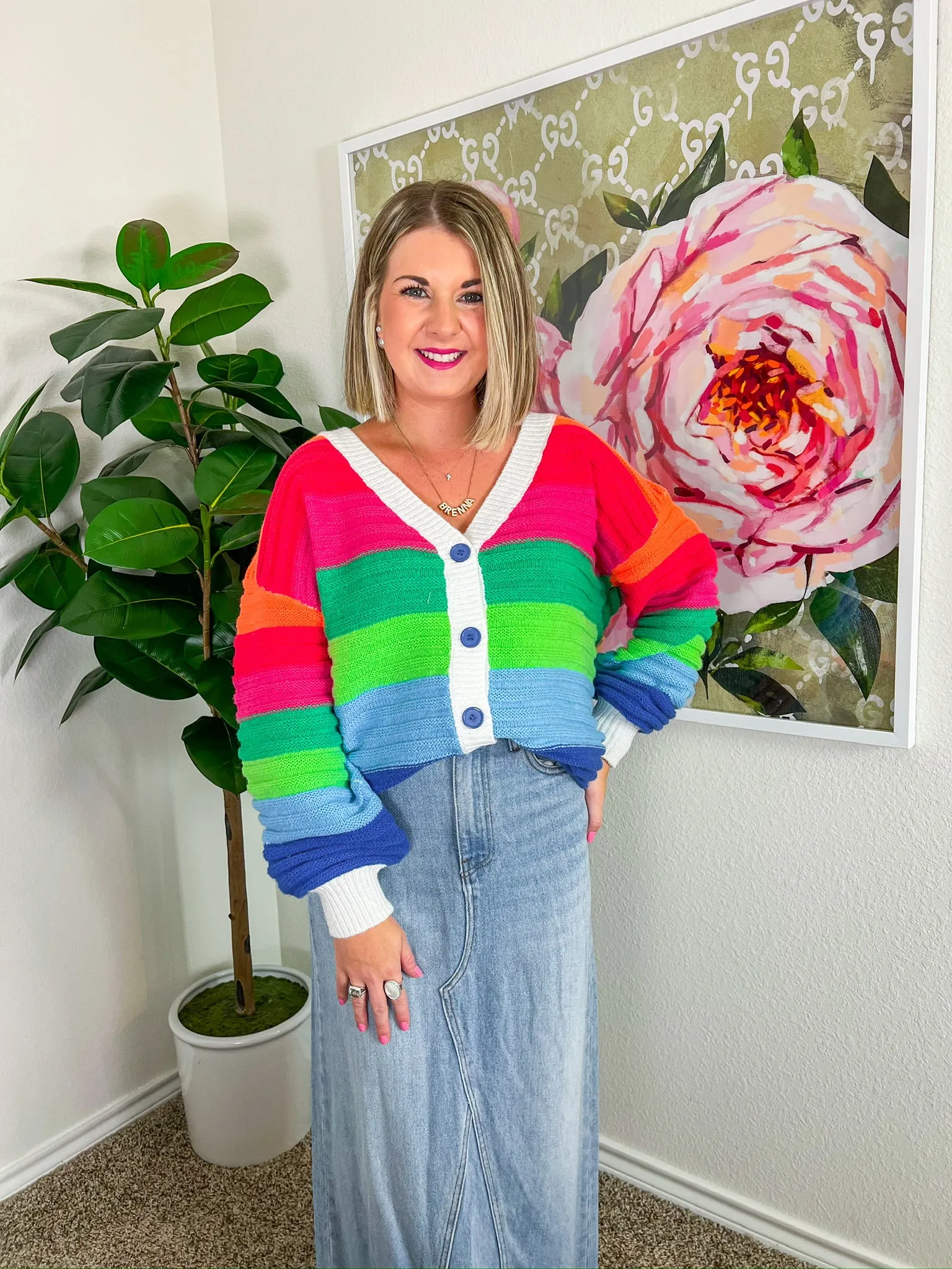 Over The Rainbow Cardigan - Multi Stripe