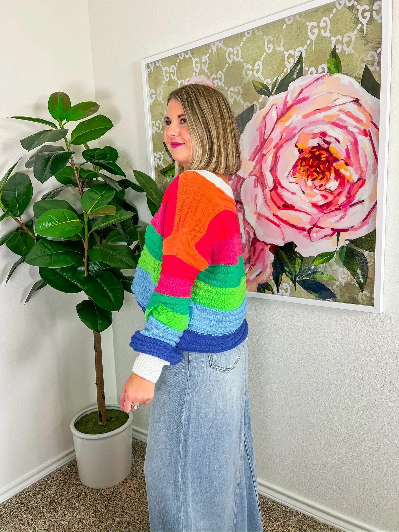 Over The Rainbow Cardigan - Multi Stripe
