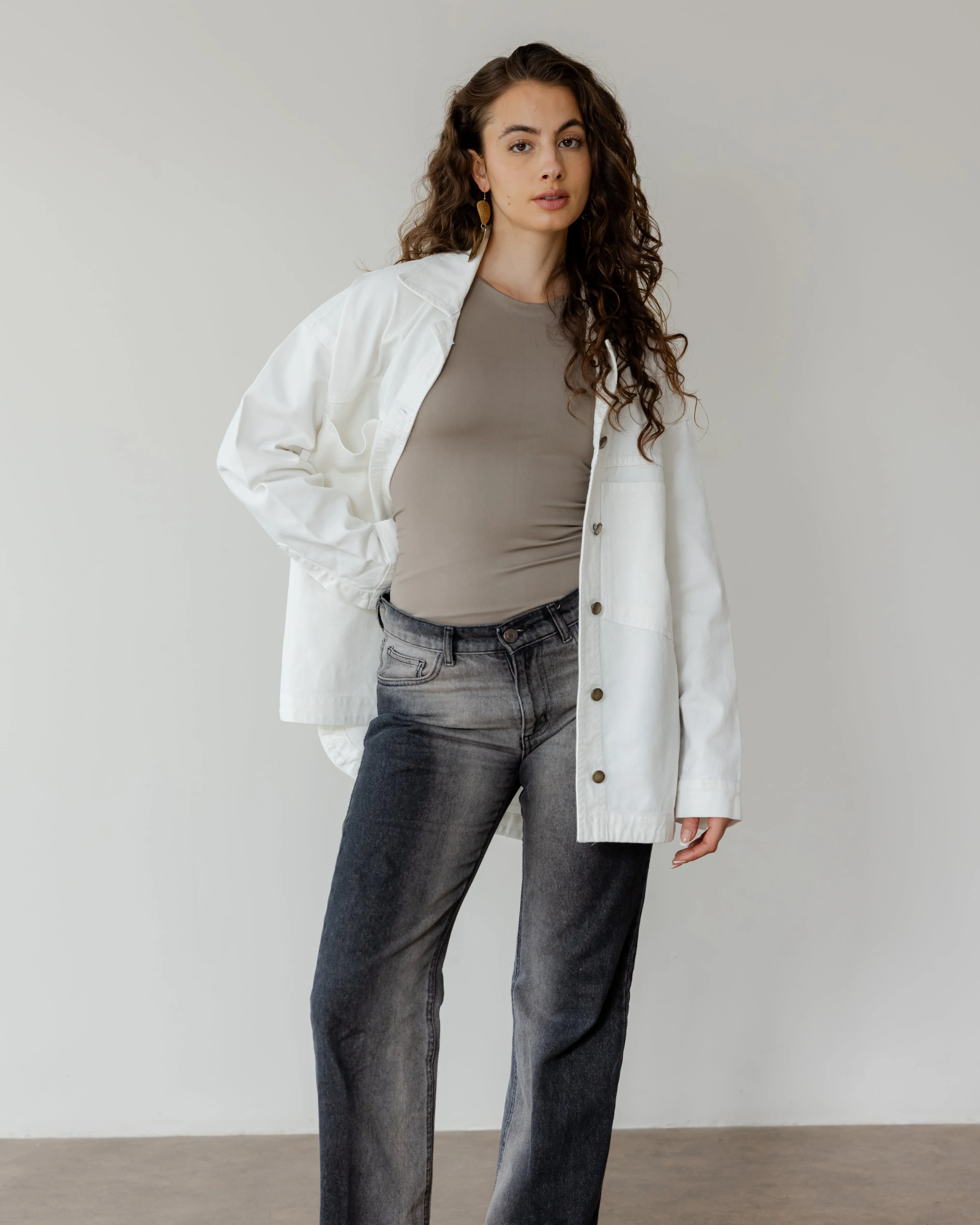 Oversized Denim Shirt in Off-White