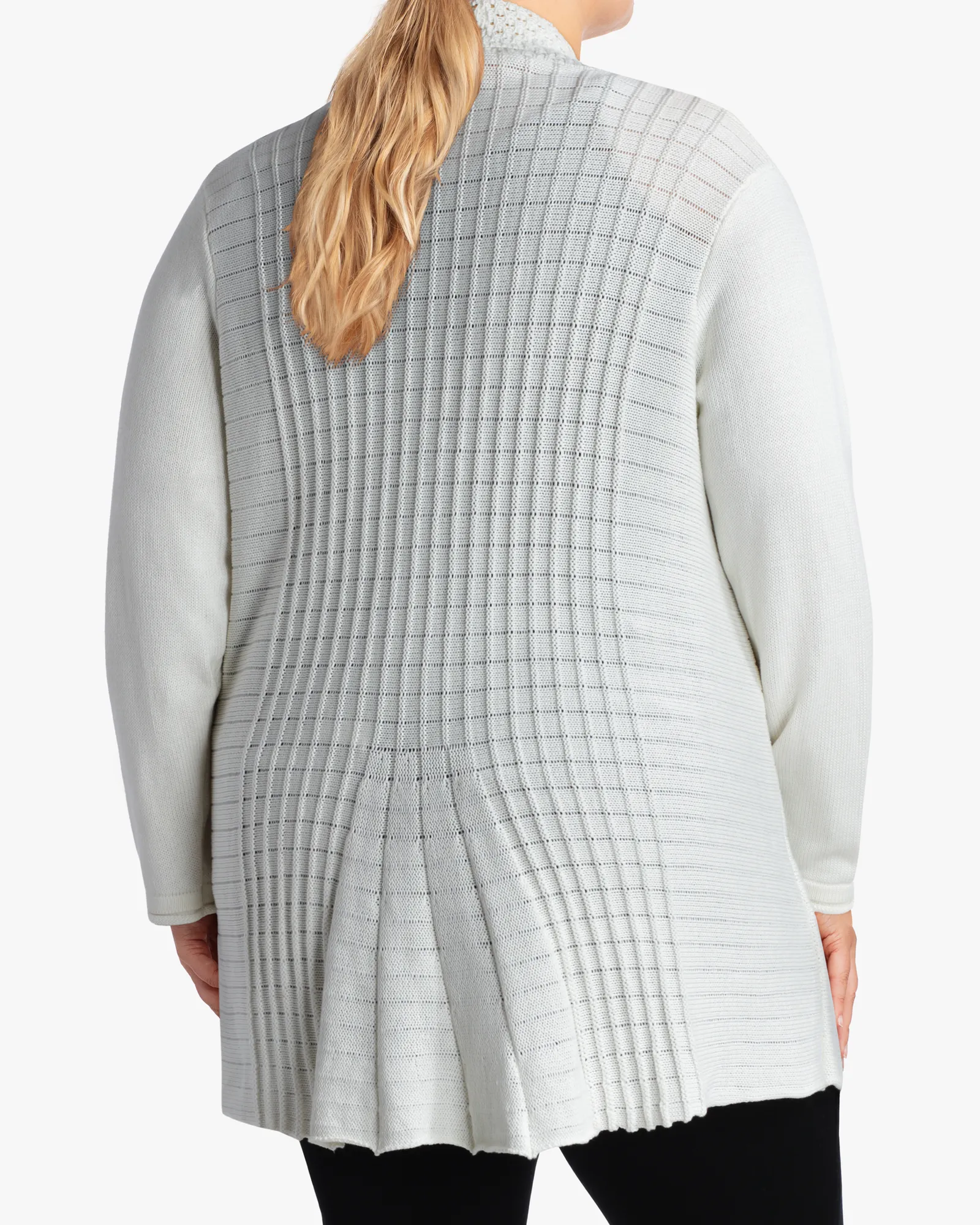 Ivory Oxana Accordion-Pleat Stylish Cardigan
