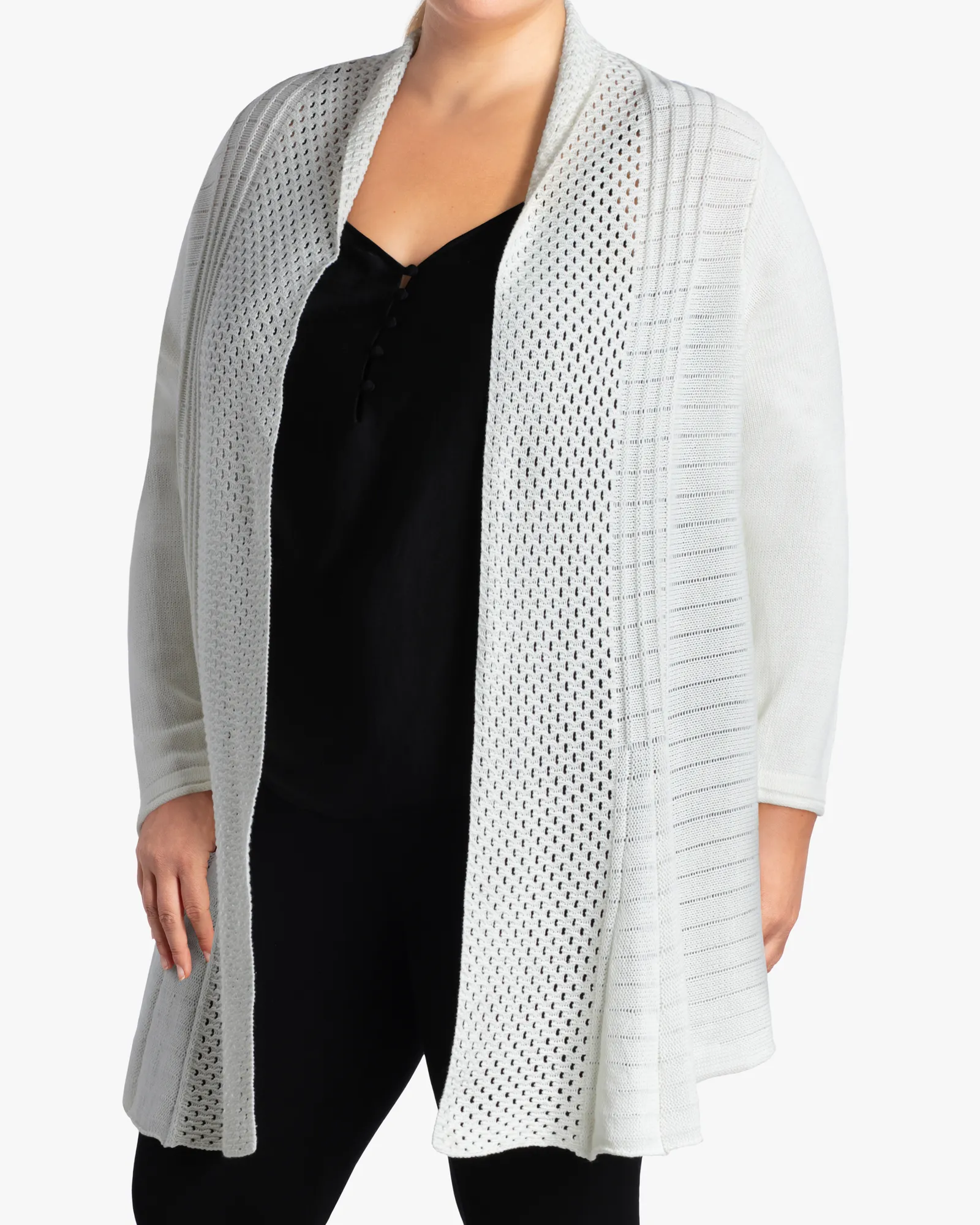 Ivory Oxana Accordion-Pleat Stylish Cardigan