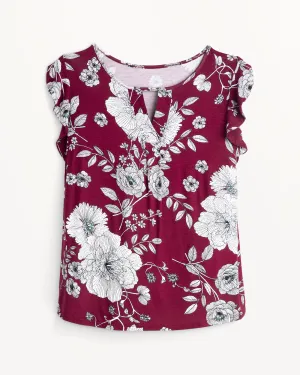 Pamela Keyhole Sleeveless Top | Burgundy
