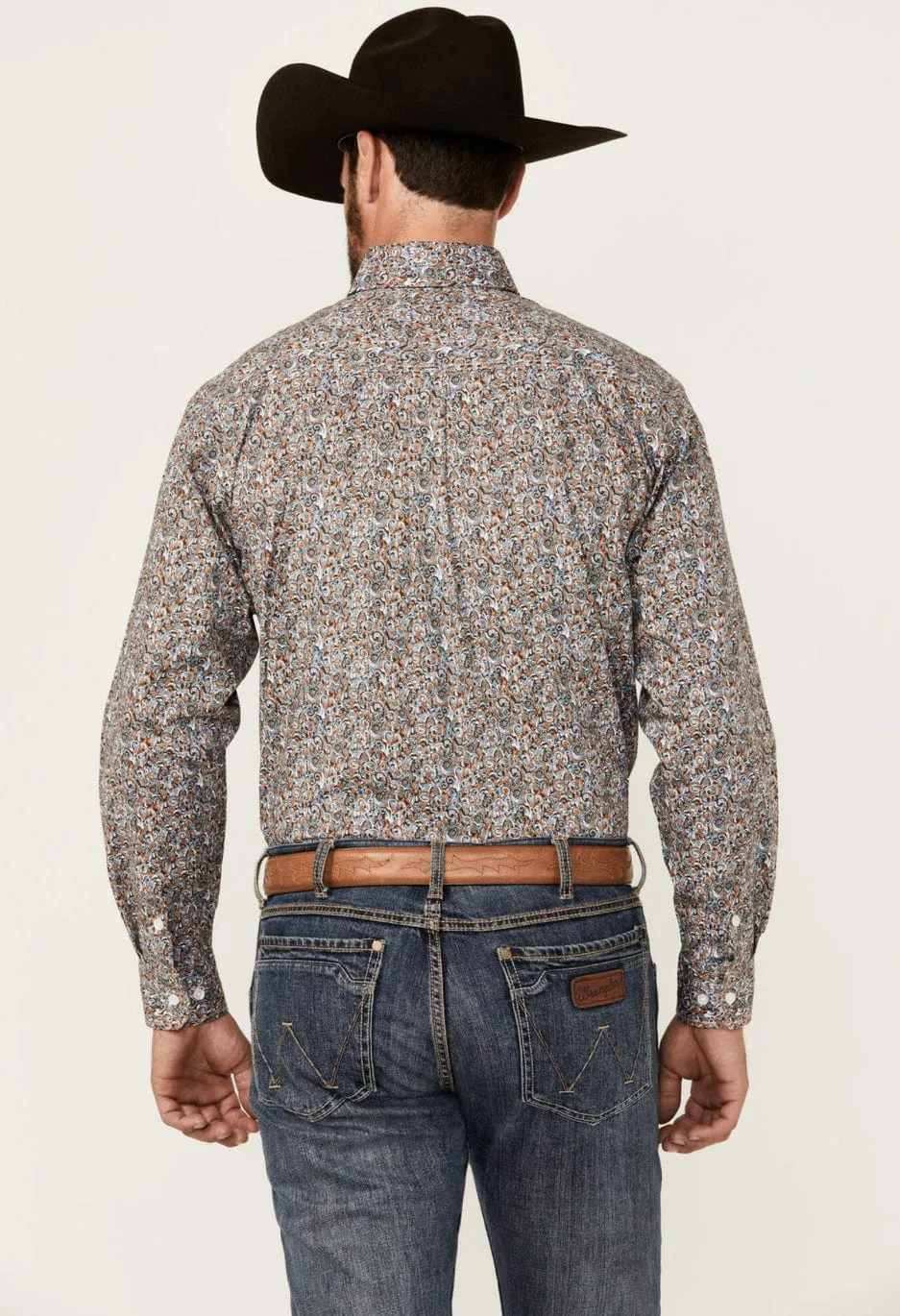 Panhandle Men's Paisley Print Long Sleeve Button-Down Stretch Western Shirt
