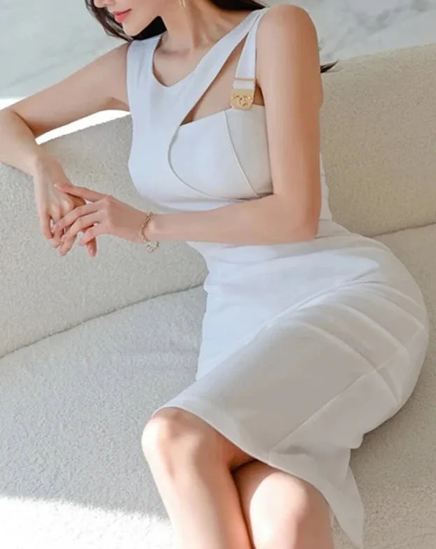 PLEASURE Cut-out Detail Sheath Dress
