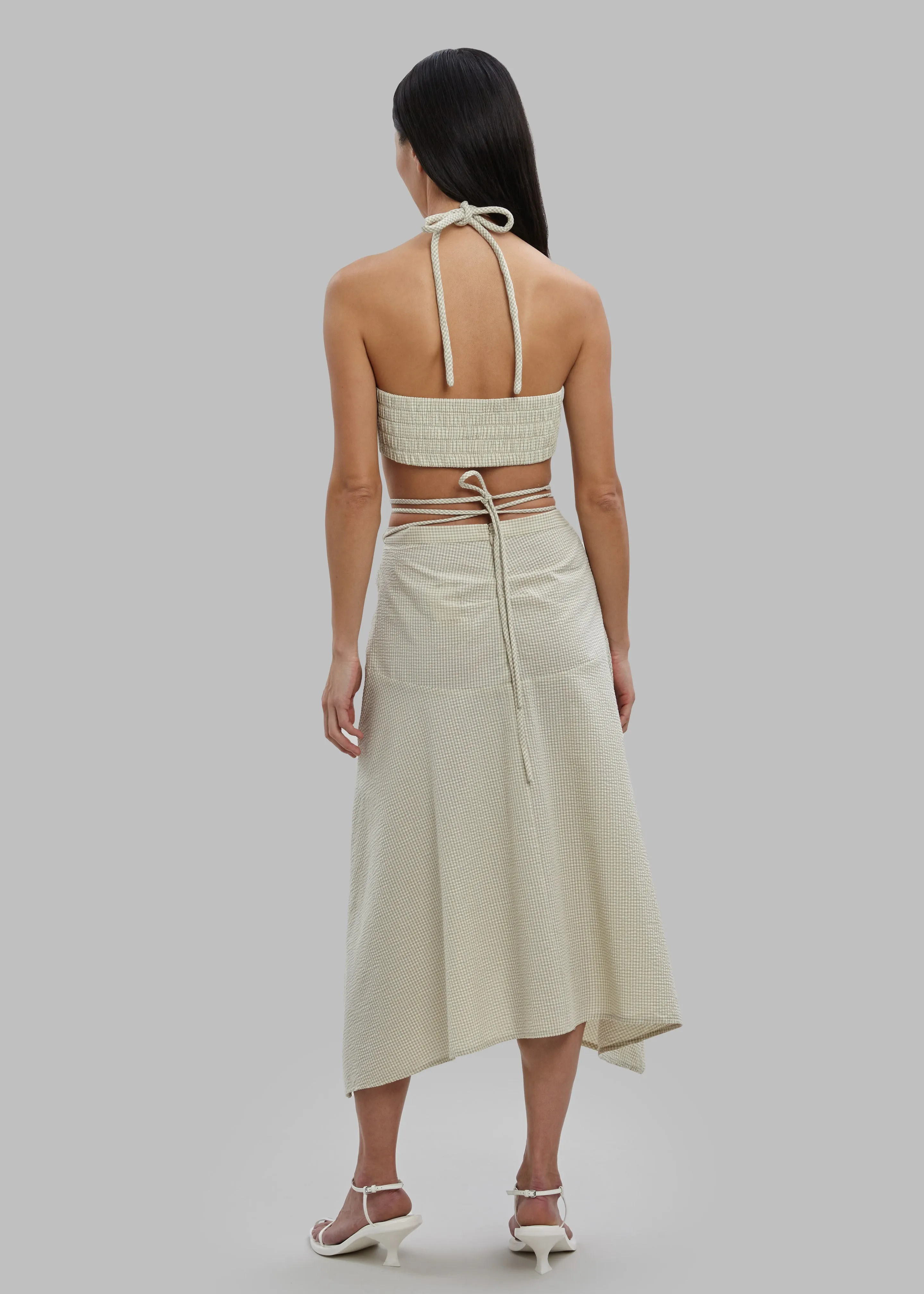 Proenza Schouler White Label Gingham Tie Front Midi Skirt - Buttercream/Fawn