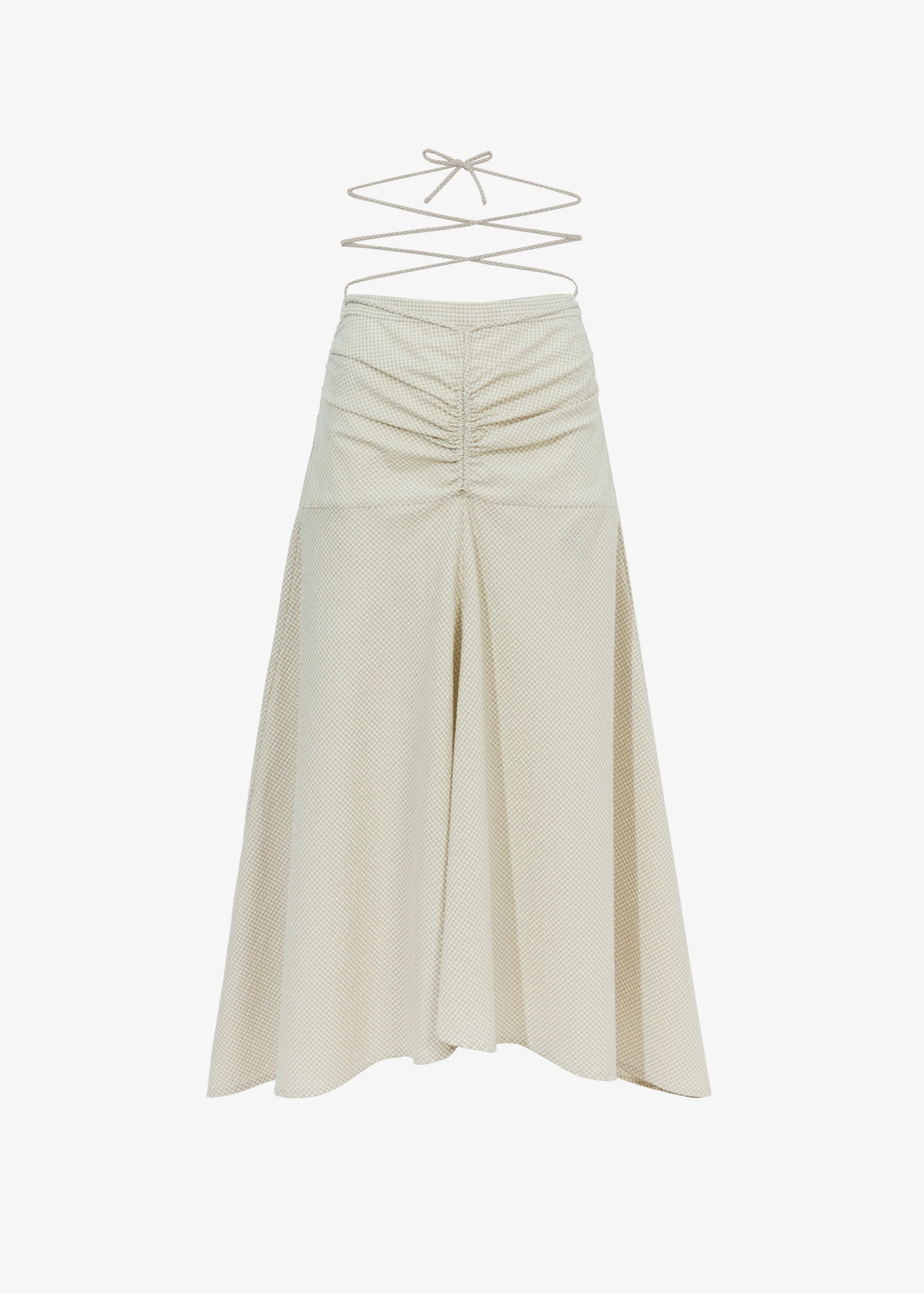 Proenza Schouler White Label Gingham Tie Front Midi Skirt - Buttercream/Fawn