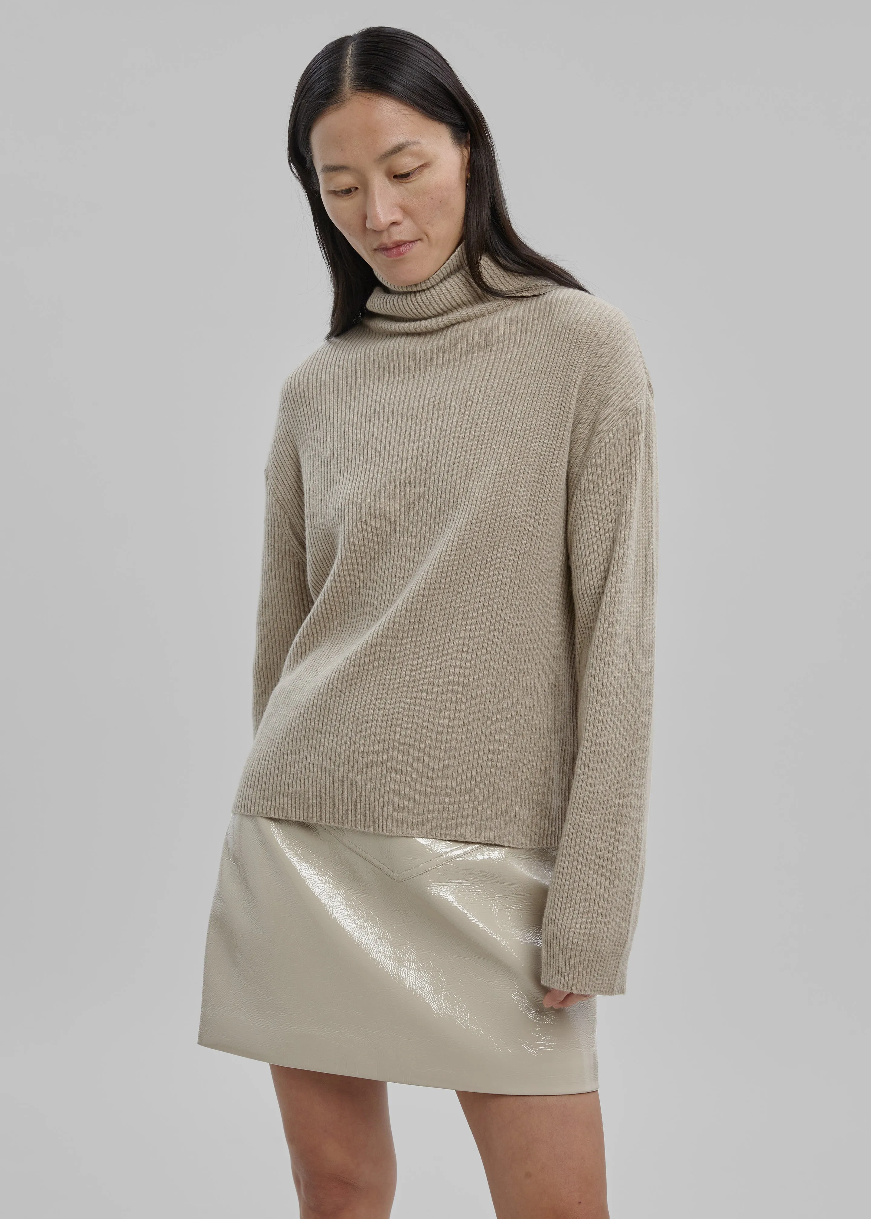 Proenza Schouler White Label Vinyl Mini Skirt - Fawn