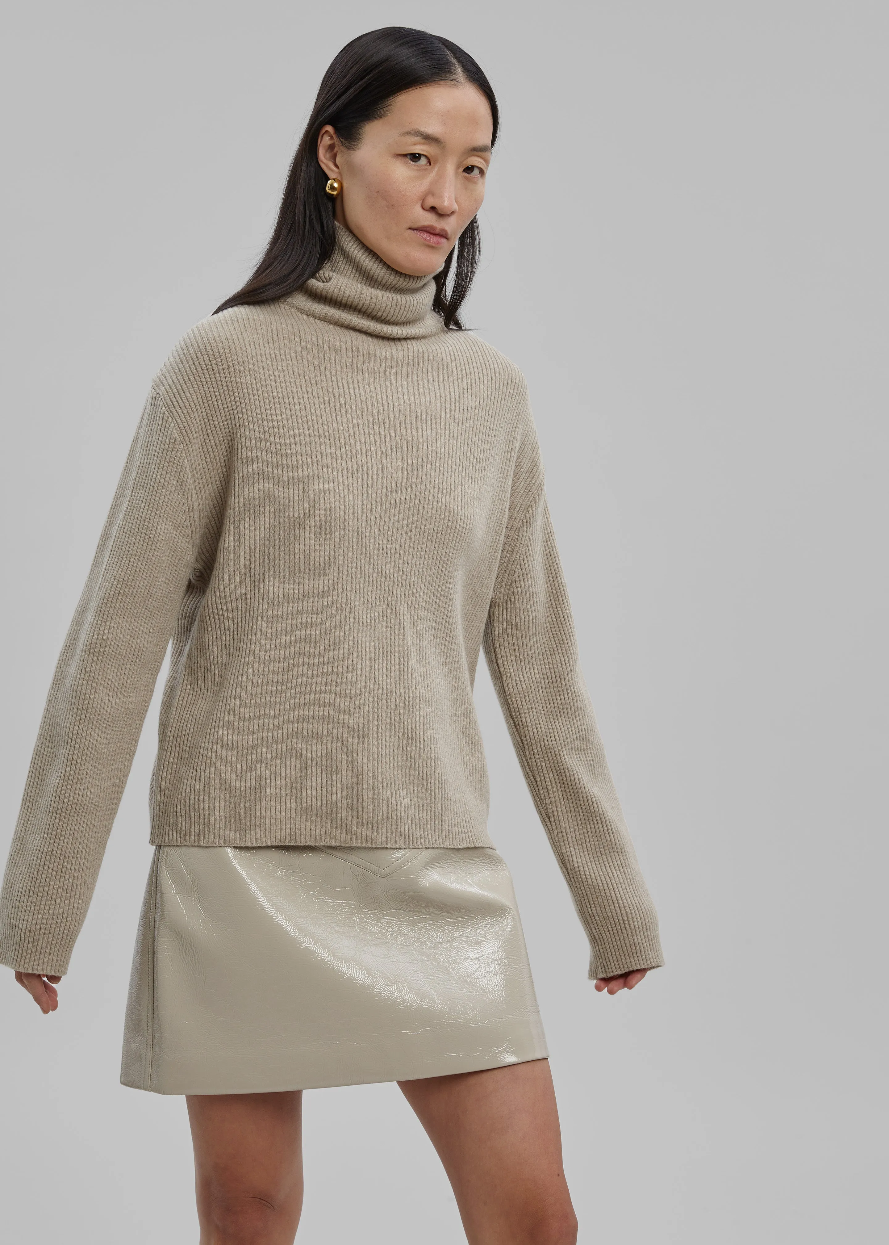 Proenza Schouler White Label Vinyl Mini Skirt - Fawn