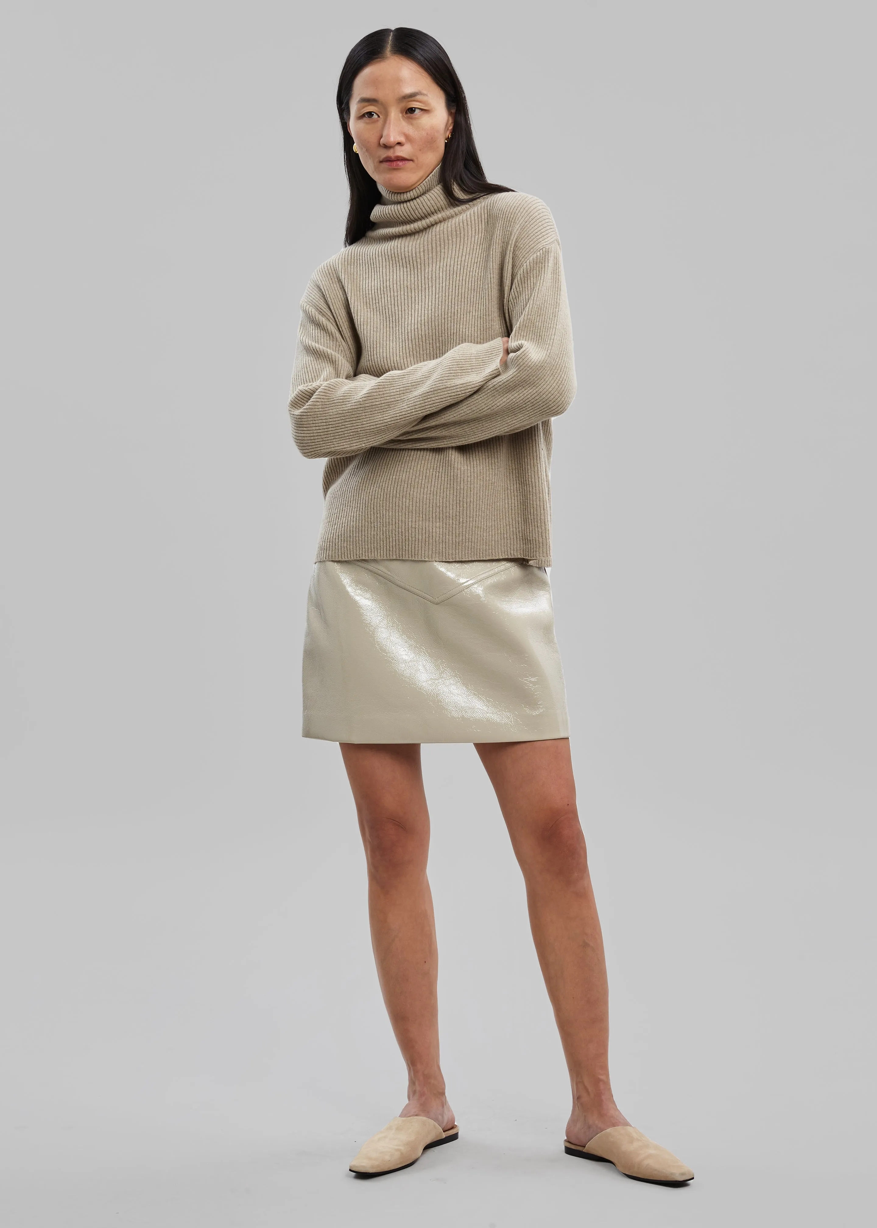 Proenza Schouler White Label Vinyl Mini Skirt - Fawn