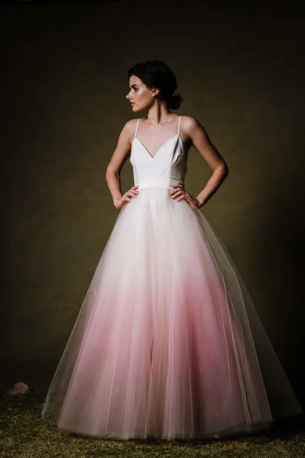 Promfast Chic Ombre Prom Dresses Spaghetti Straps A line Floor length Long Prom Dress PFP2002