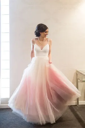 Promfast Chic Ombre Prom Dresses Spaghetti Straps A line Floor length Long Prom Dress PFP2002