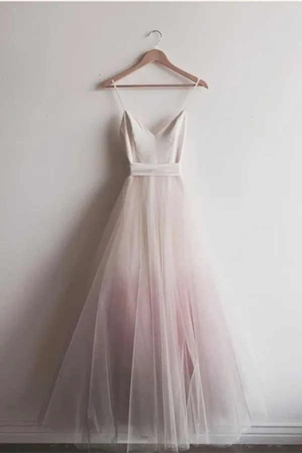 Promfast Chic Ombre Prom Dresses Spaghetti Straps A line Floor length Long Prom Dress PFP2002