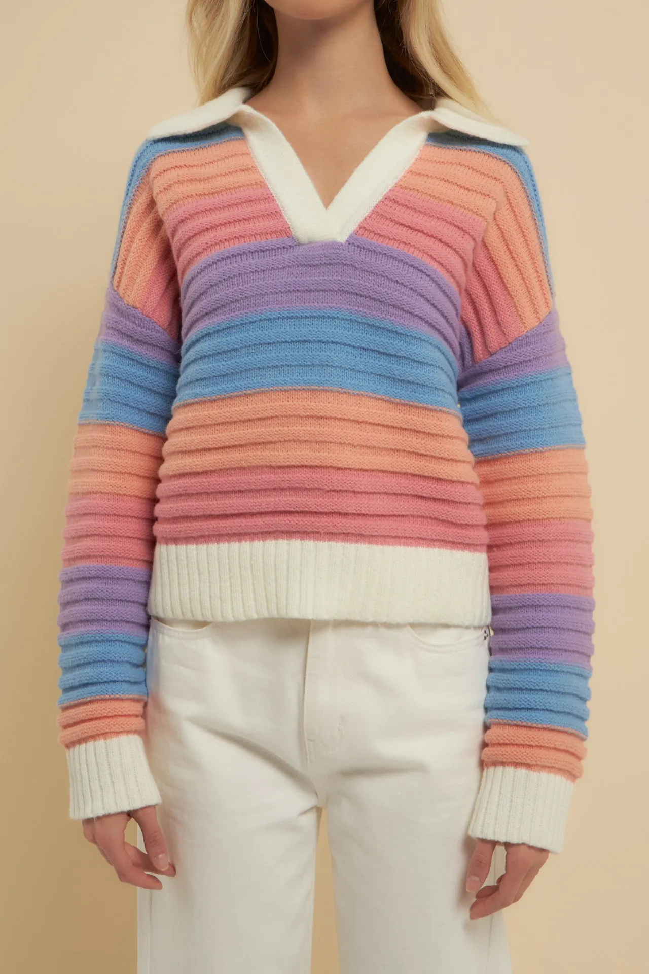 Rainbow Striped Knit Top