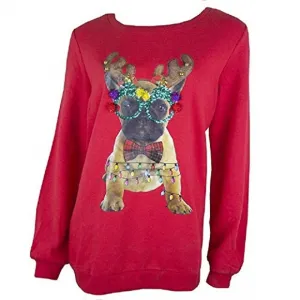 Red Christmas Sequined Glasses & Bells Sweatshirt