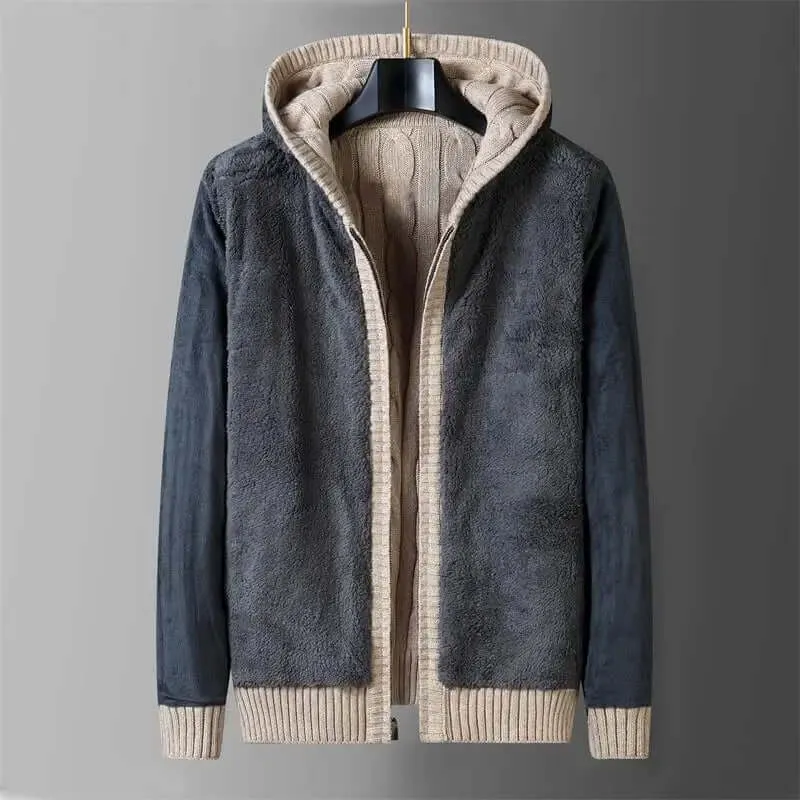 Reversible Double-Faced Cardigan with Hood