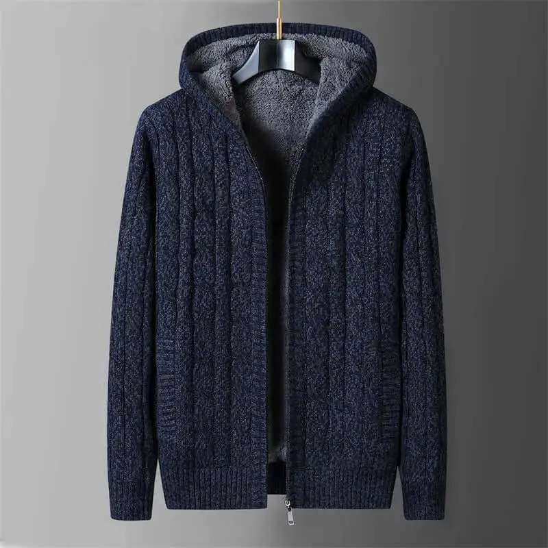 Reversible Double-Faced Cardigan with Hood