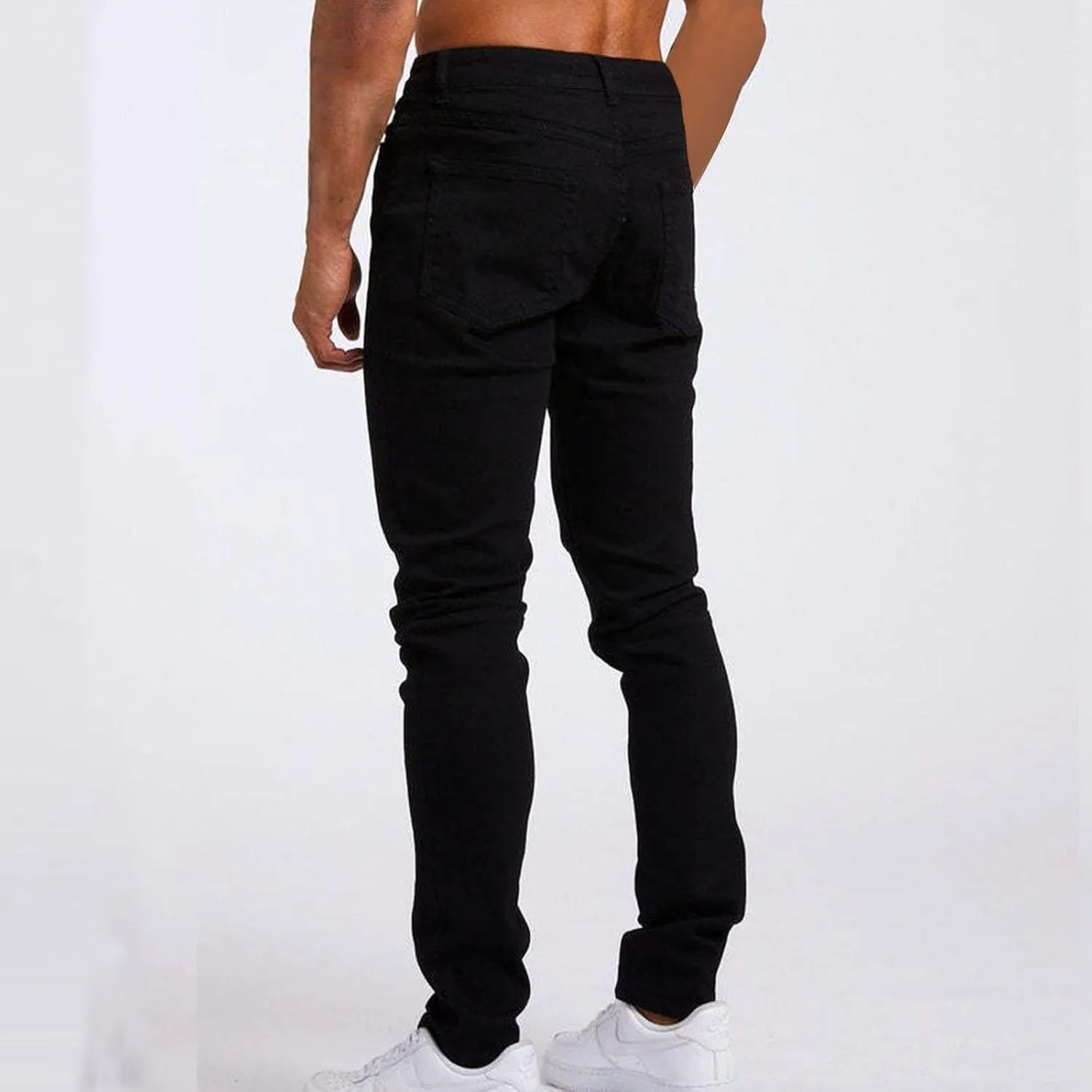 Ripped Jeans Men Slim Fit Vintage Straight Leg Jeans Loose Fit Skateboard Denim Pants Casual Streetwear