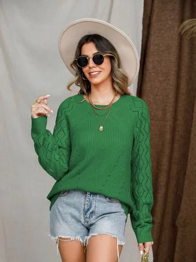 Round Neck Raglan Sleeve Sweater
