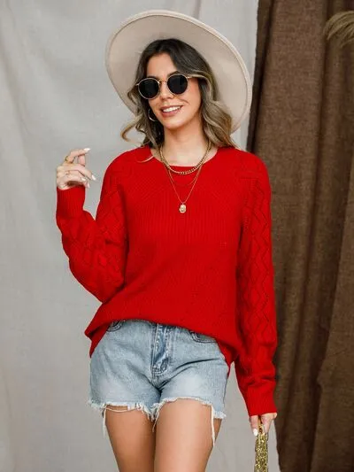 Round Neck Raglan Sleeve Sweater