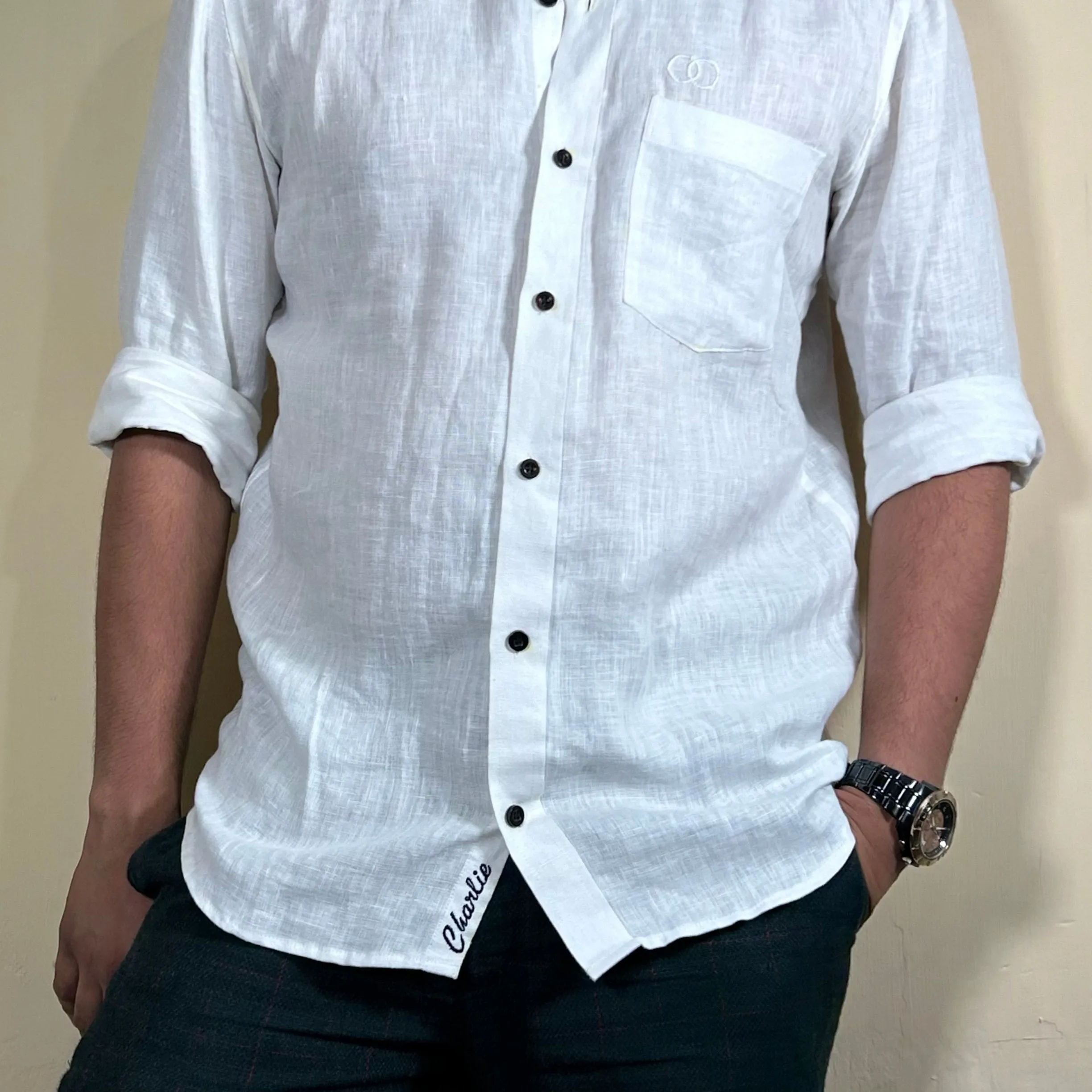 SIGNATURE Custom Monogram Linen Shirt for Women | Pure Linen