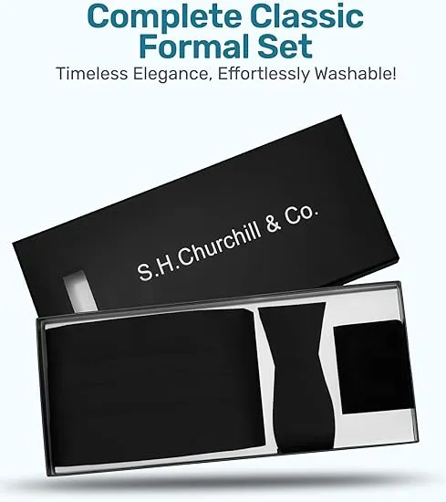 Silk Self-Tie Cummerbund Set with Cufflinks and Studs- Boxed Set