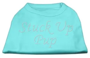 Stuck Up Pup Rhinestone Shirts Aqua XL (16)