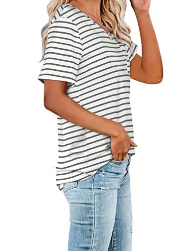 Summer Tops for Women Casual Short Sleeve T Shirts L