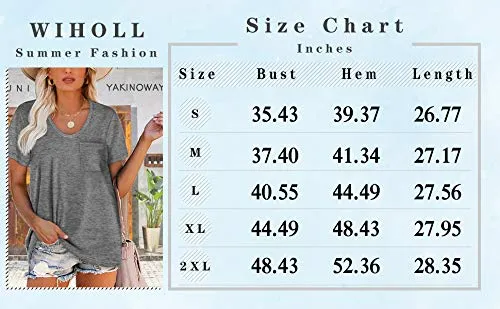 Summer Tops for Women Casual Short Sleeve T Shirts L