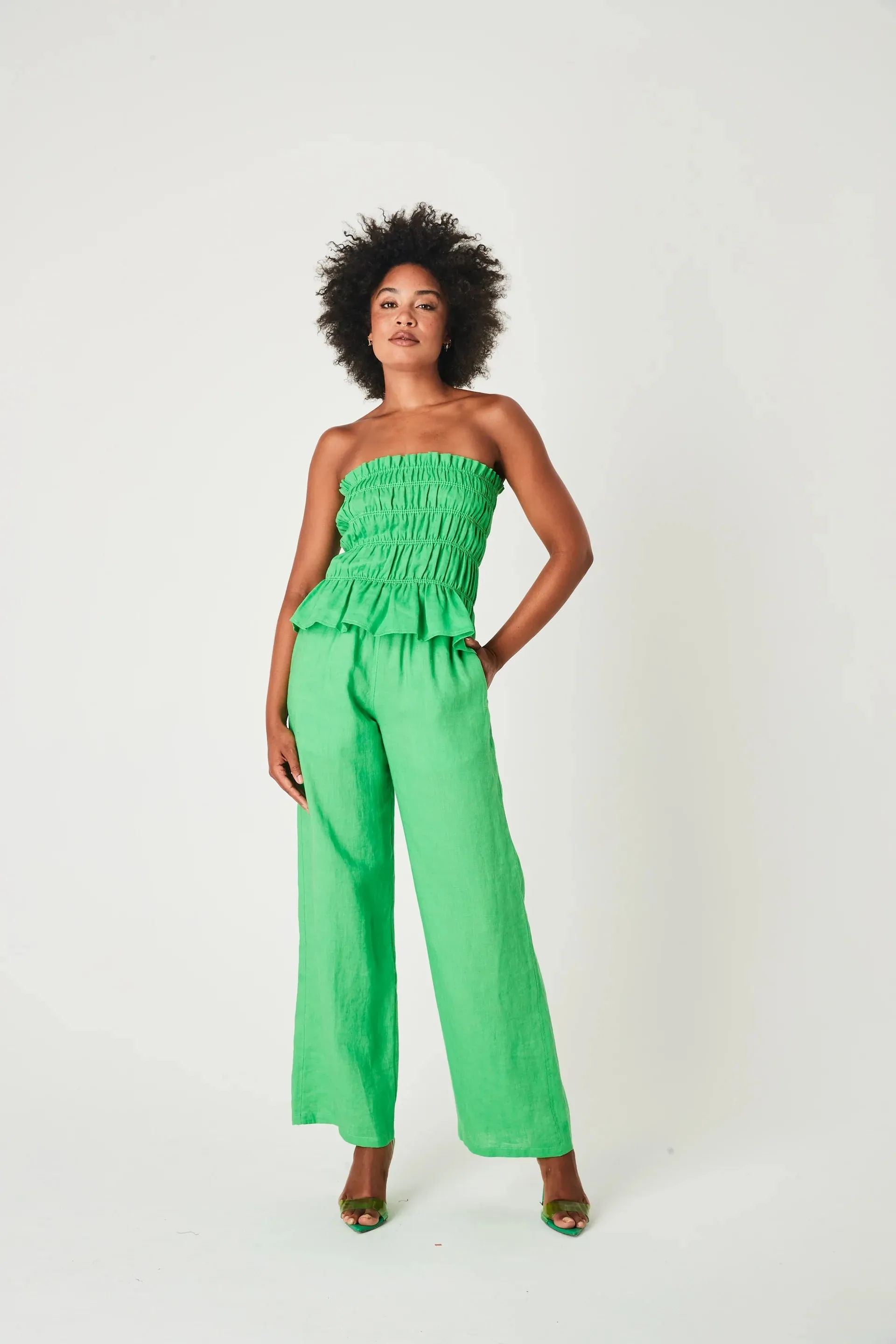 SUMMI SUMMI Womens Linen Bodice Green