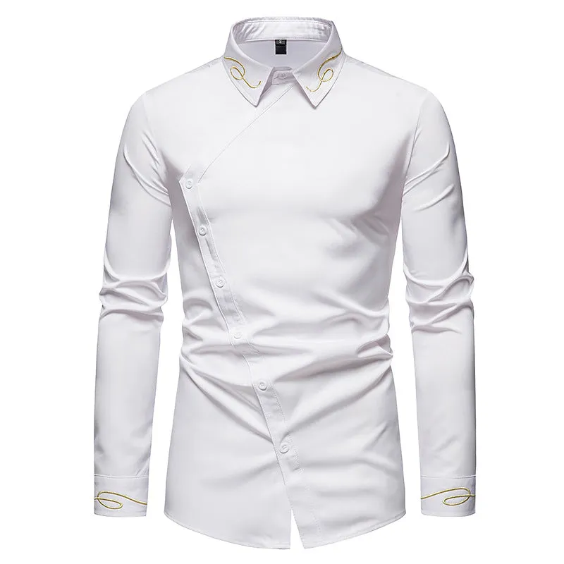 Unique Sharp Angled Button Closure Style Shirt