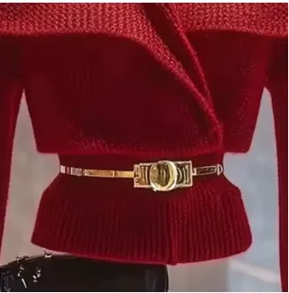 Cozy V-Neck Sweater with Stylish Belted Waist